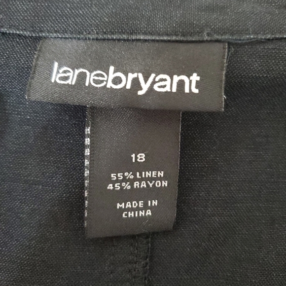 Lane Bryant Black Linen Tie Back Button Up Jacket With Pockets Size 18 - Picture 7 of 9